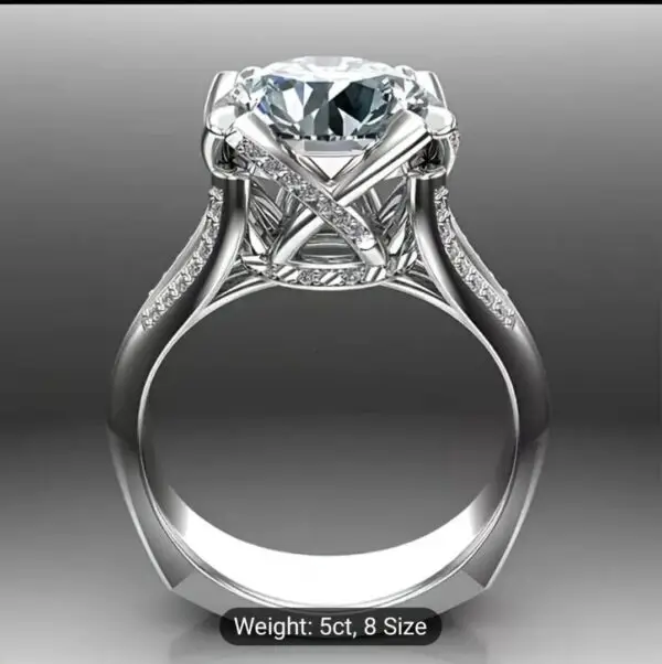 Round Cut Solitaire Engagement Ring 10 Carat Center Stone