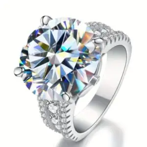 Lovessom Vintage Style 925 Sterling Silvery Moissanite Engagement Ring, 10 Carat