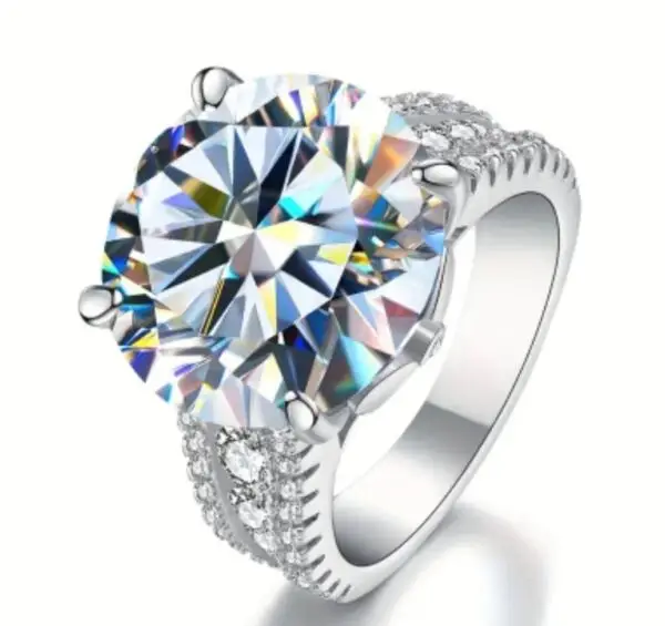 Lovessom Vintage Style 925 Sterling Silvery Moissanite Engagement Ring, 10 Carat
